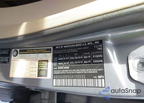 2013 Mercedes-Benz Ml 350 Bluetec 4Matic z USA, uszkodzony, nr VIN 4JGDA2EB5DA152033